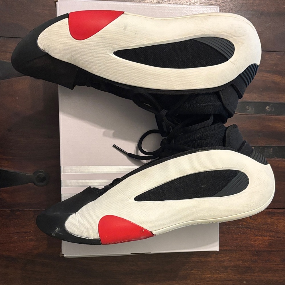 Adidas James Harden Volume 8 - Black & White High-Top Sneakers with Red Accents